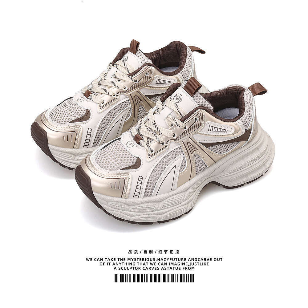 Women's 2025 spring new Korean version breathable sports in trendy student casual thick sole height increasing dad shoes women