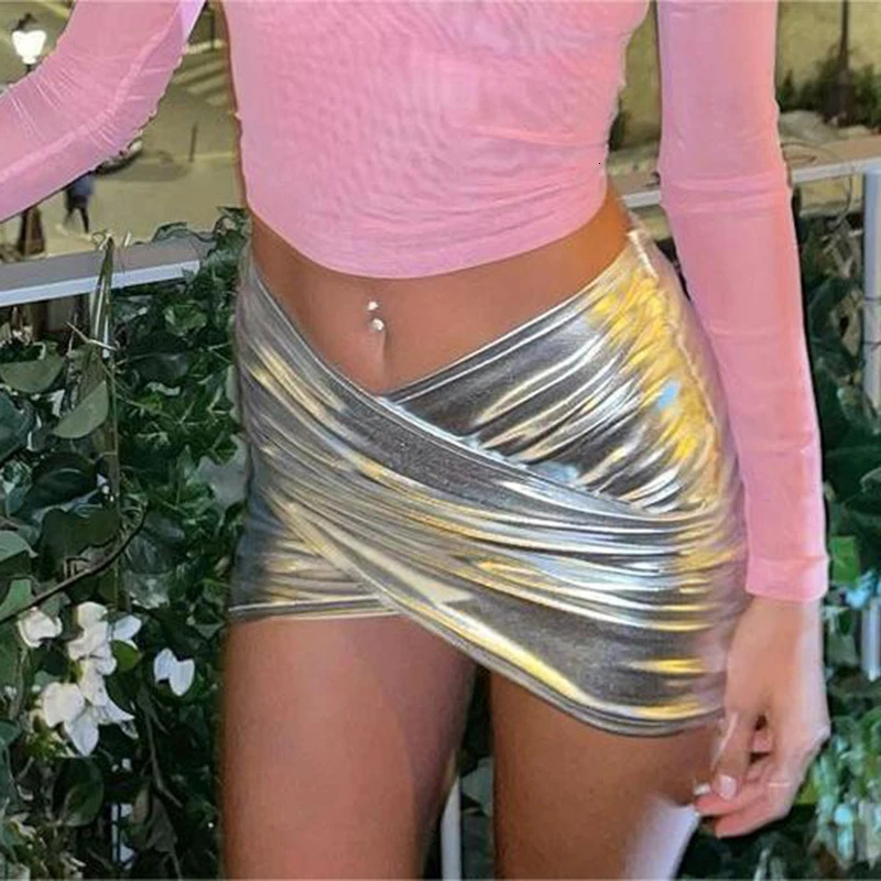 CUTENOVA 2024 Spring Style Pu Leather Wrap Casual Mini Skirt Party 250312