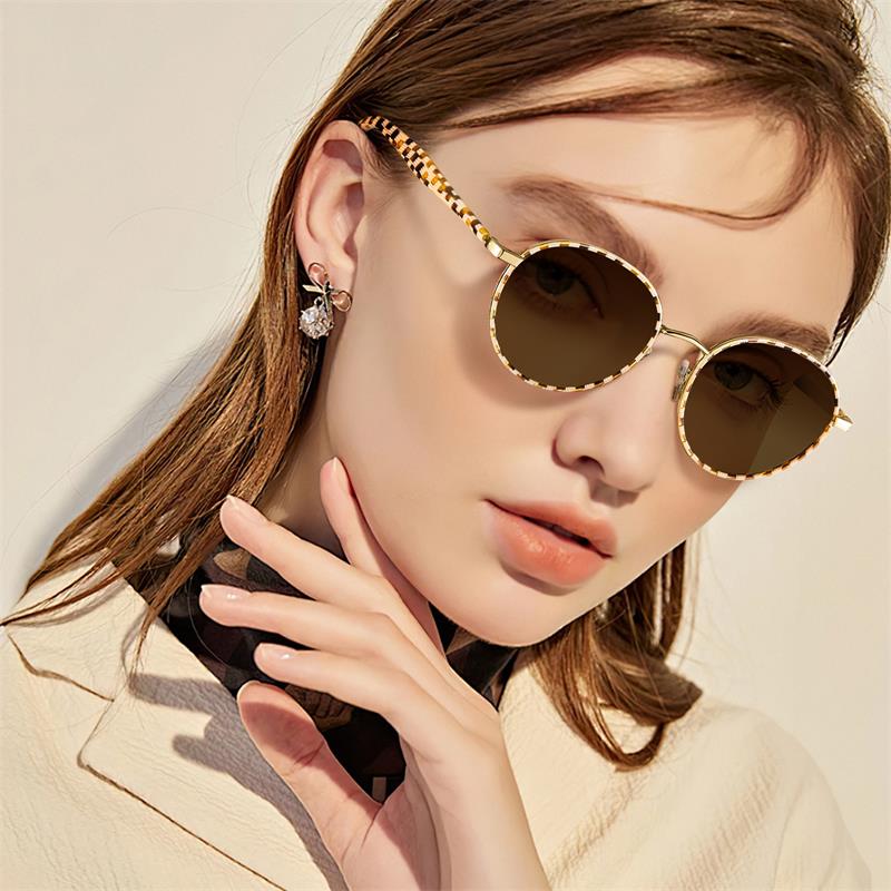 CARFIA Metal Acetate Polarized Sunglasses for Women UV400 Protection, Retro Small Round Anti-Glare Glasses Driving Shades