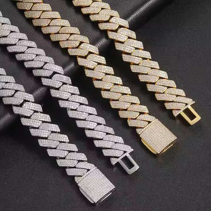 2025 New model Custom Hip Hop Jewelry VVS Moissanite Sterg Sliver Dia Iced Out Cuban k Chain Necklace Bracelet