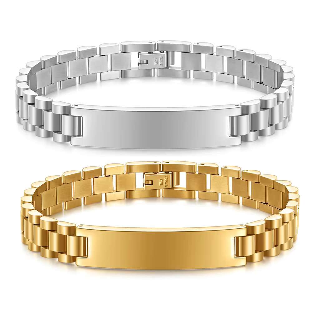 2025 New model Customize Punk Cuban Watch Chain Gold Plated Bracelet 10MM Hip Hop Titanium Steel Bracelets Wholesale Bangle