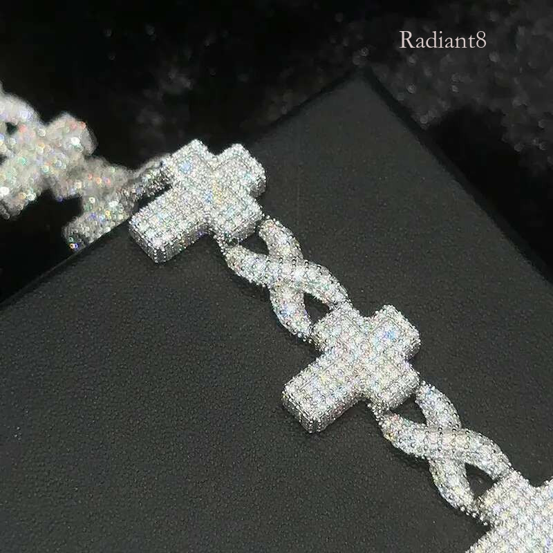 TUHE High Quality Classic Unisex Cross Moissanite For Sier Bracelet Hip Hop Jewelry Gift