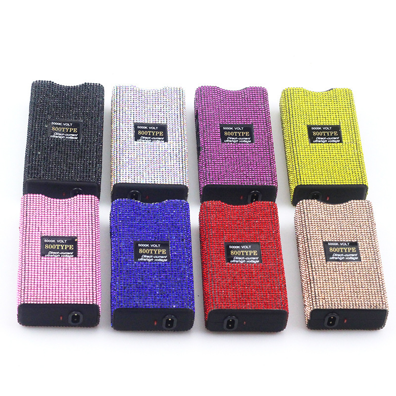 Free shipping new women's self-defense multi-functional flashlight keychain USB charging fashion diamond-inlaid flashlight