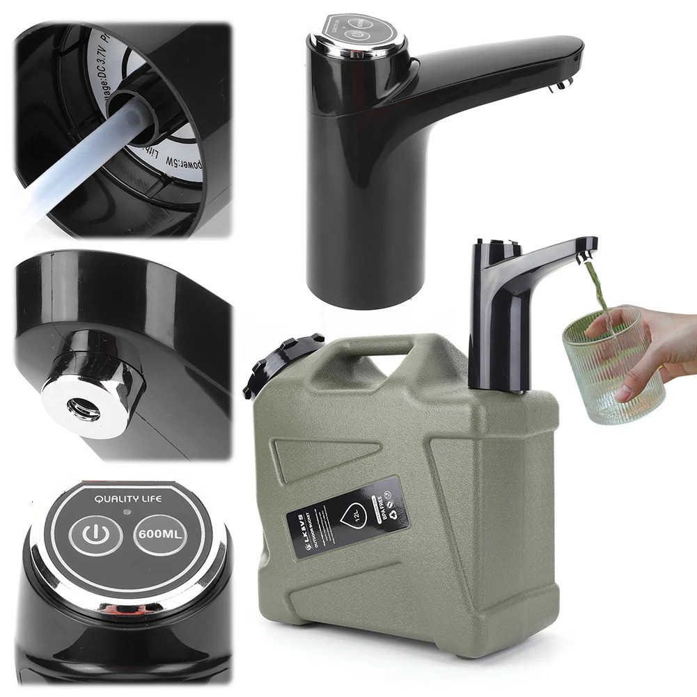 11L outdoor water tank with large capacity camping equipped faucet and USB charging electric pump distributor 250314