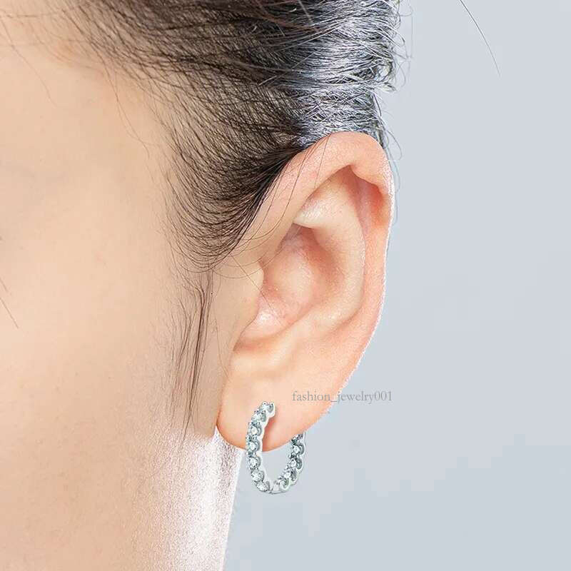 IU Hoops 100 Sterg Sier Real 3mm Moissanites Stud Earrings For Women Sparkg Jewelry Gifts with GRA Certificate 220718