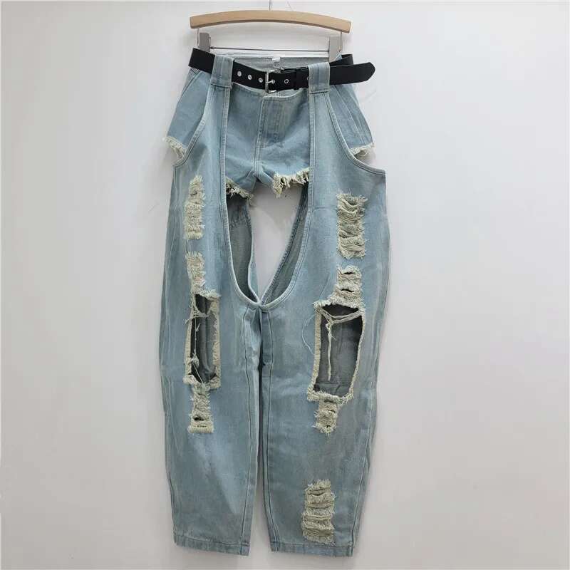 2025 New Fashion Fashion Designer Fashion Strap Jeans Splicing Low Waist Shorts Two Piece Set4