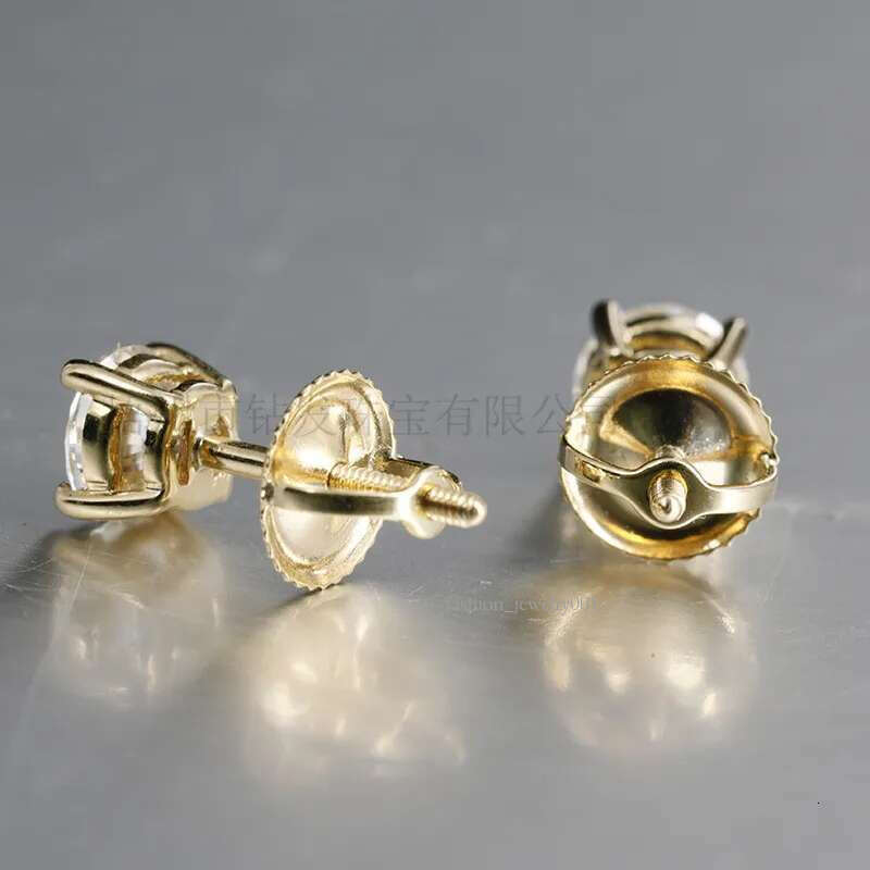 Stud Earrings 0.1-2ct D Color Moissanite VVS1 Clarity Round Dia White Gold S Sterg Sier Screw Back For Women2024
