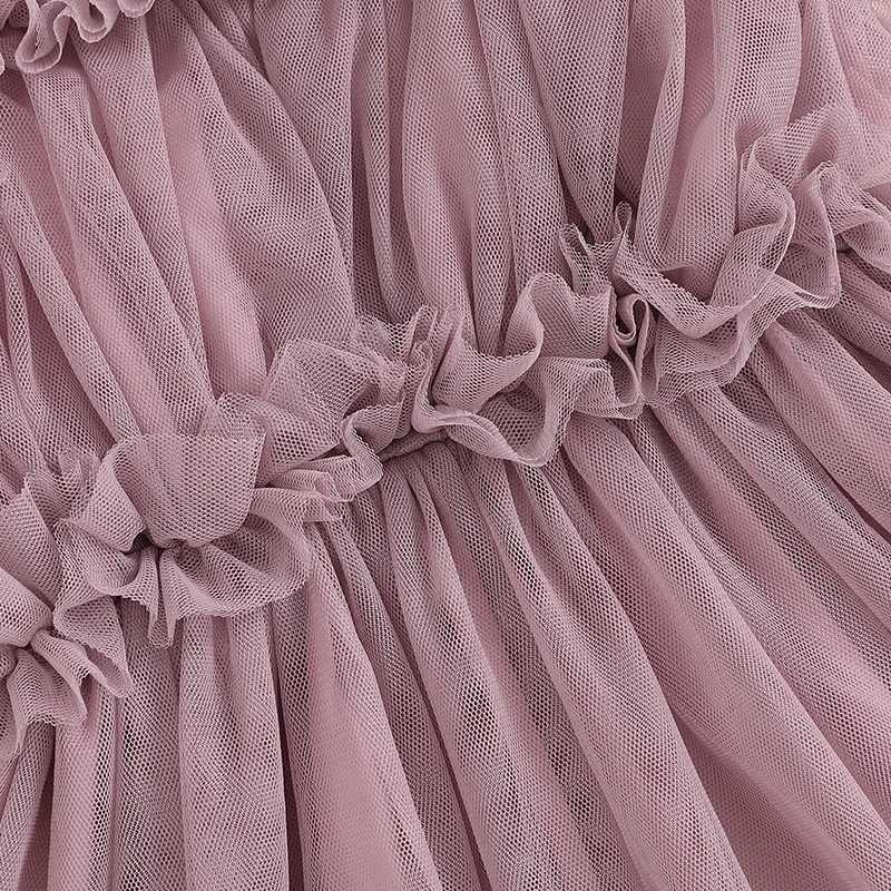 First birthday party baby dress summer princess one year baby girl dress solid color chiffon sleeveless toddler dressT250315