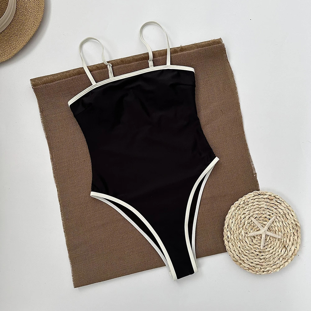 One Piece Swimsuit Vintage Retro Swimwear Women Swimsuit Bandeau Bathing Suit Beachwear Monokini Female Swimming Suits 250314