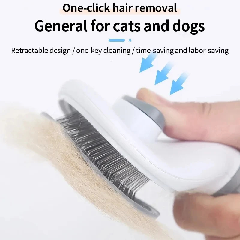 Selfcleaning Pet Hair Remove Comb Cat Slicker Brush Removal For Cats Grooming Brushes Dog Combs Accessories y250312