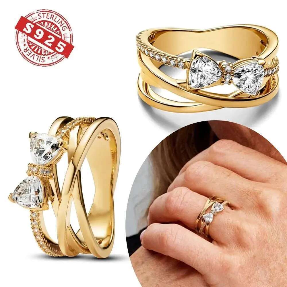 2025 New Silver Golden Shooting Stars Ring Zircon Shining Ring S925 Snake Finger Wedding Ring DIY Women Jewelry Gift