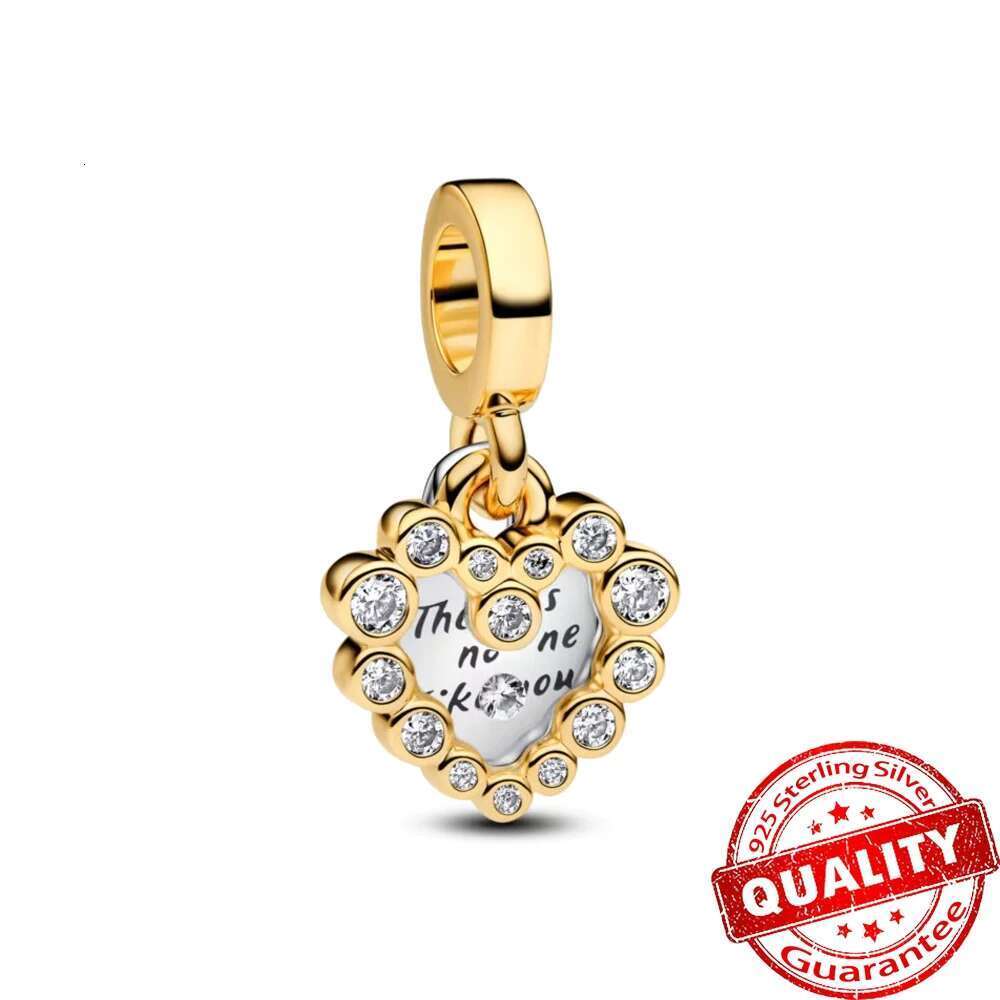 925 Sparking Sterling Silver Gold Charm Happy Birthday Pave Infinity Heart Charms Fit Original Bracelet Women Fine Jewelry