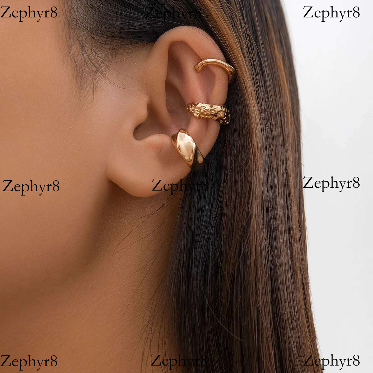 2025 New model 3Pcs/set Metal Chunky No Piercing Clip Geometric Ear Cuff Earrings for Women Ladies Party Girls Y2K Jewelry 2024 Trendy