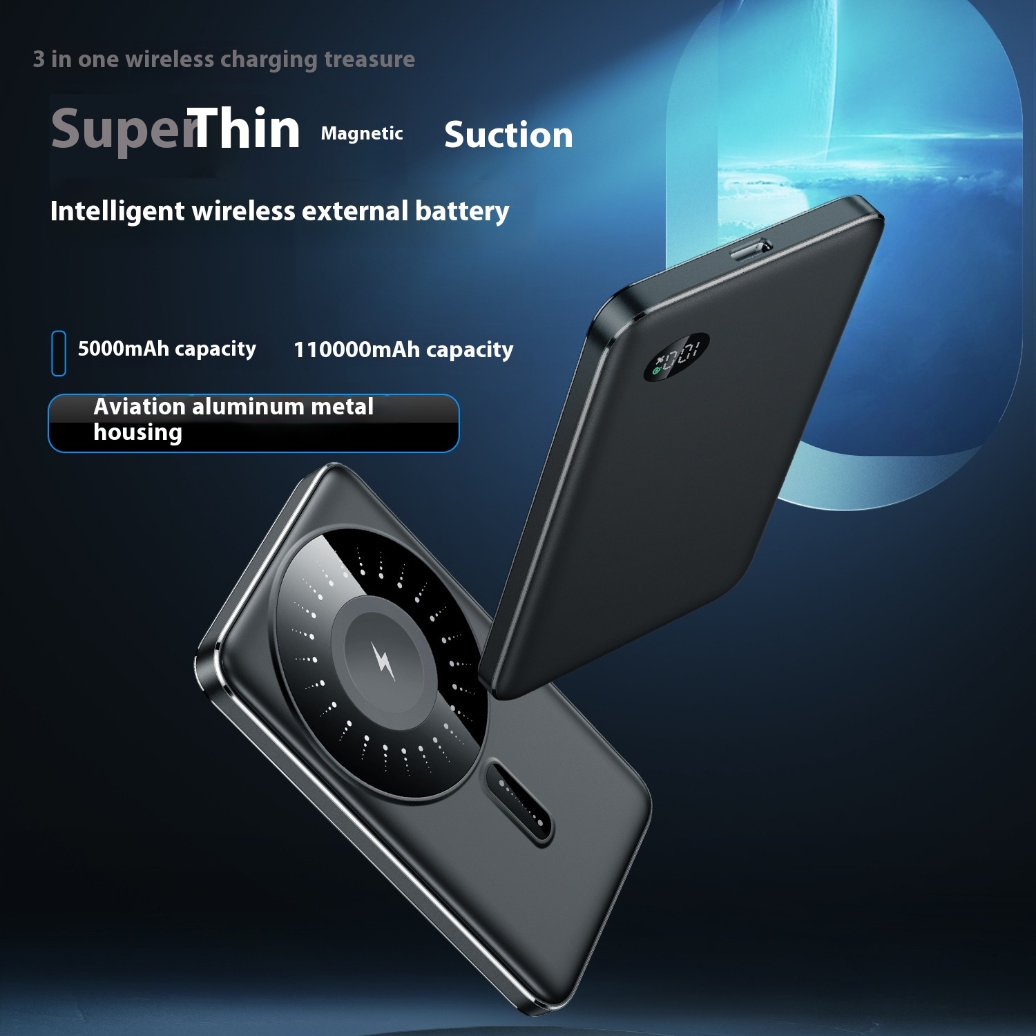 New 10000mAh thin 3-in-1 Magnetic Wireless Power Bank for MagSafe iPhone PD20W Fast Charging for Apple Watch Portable Spare Battery