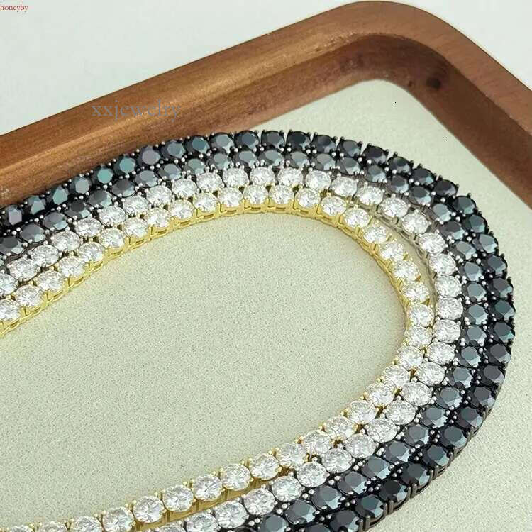 Wholesale Cuban Gold plated Sterg Sier 4 mm diameter jewelry white Moissanite tennis chain necklaces for men and women
