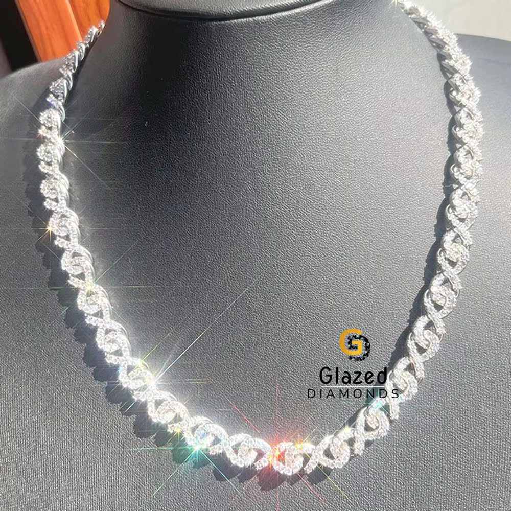 Amazing Hip Hop Chain Crafted From 10kt White Gold and Adorned With Sparkling Moissanite Diamonds Enhances Your Appearance