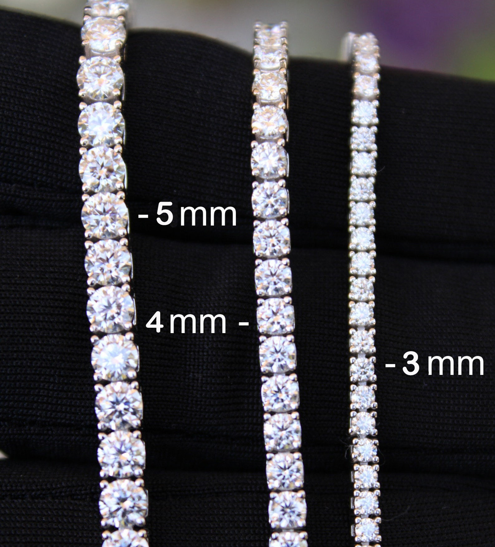necklace moissanite chain Custom Tennis necklace Real White Gold 3-5mm Moissanite Diamond Tennis Chain Gold Chain