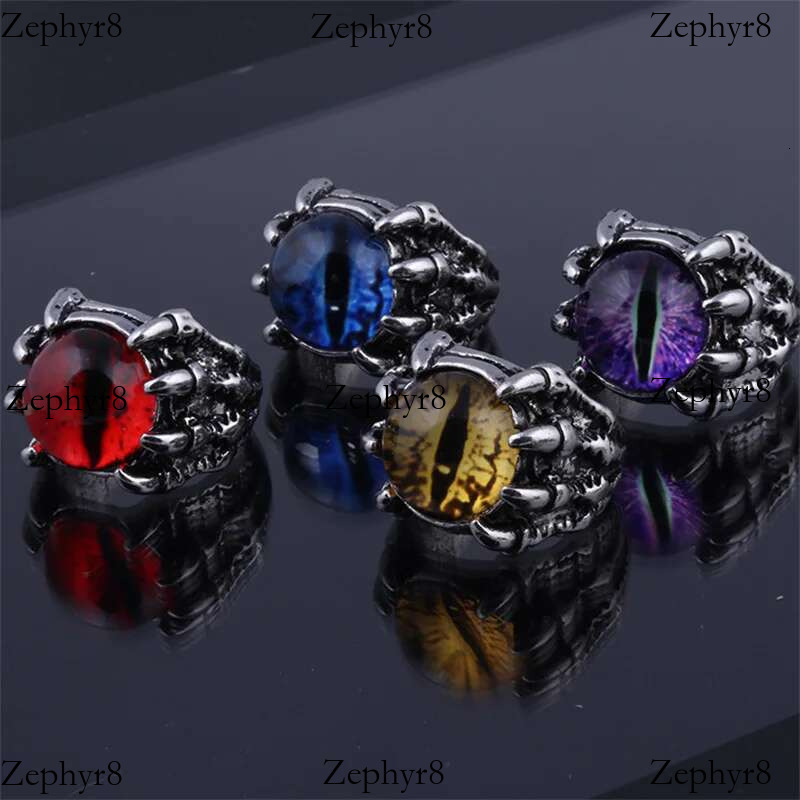 2025 model Wu's 2022 New Retro Gothic Rings Unisex Punk Skull Rock Hip Hop Adjustable Gift Jewelry Evil Eye/Dragon Claw