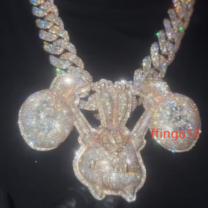 GIA Certified Iced Out Lab Grown Diamond 3D Cartoon Pendant Custom Hip Hop 925 Silver Gold Vvs Chain Pendant Fine Jewelry Men