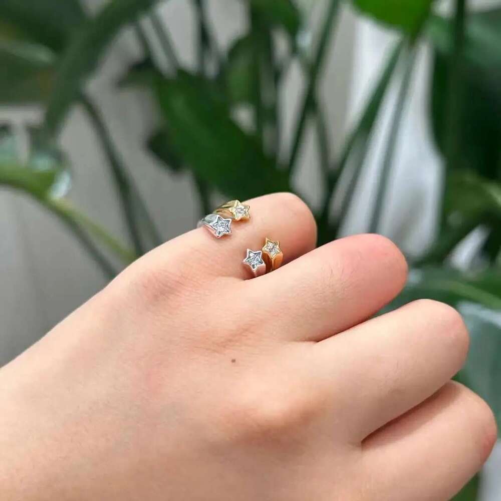2025 New Silver Ring Pave Cuban Chain Ring Shooting Stars Open Ring Bow Ring Women's Jewelry Ring Christmas Gift