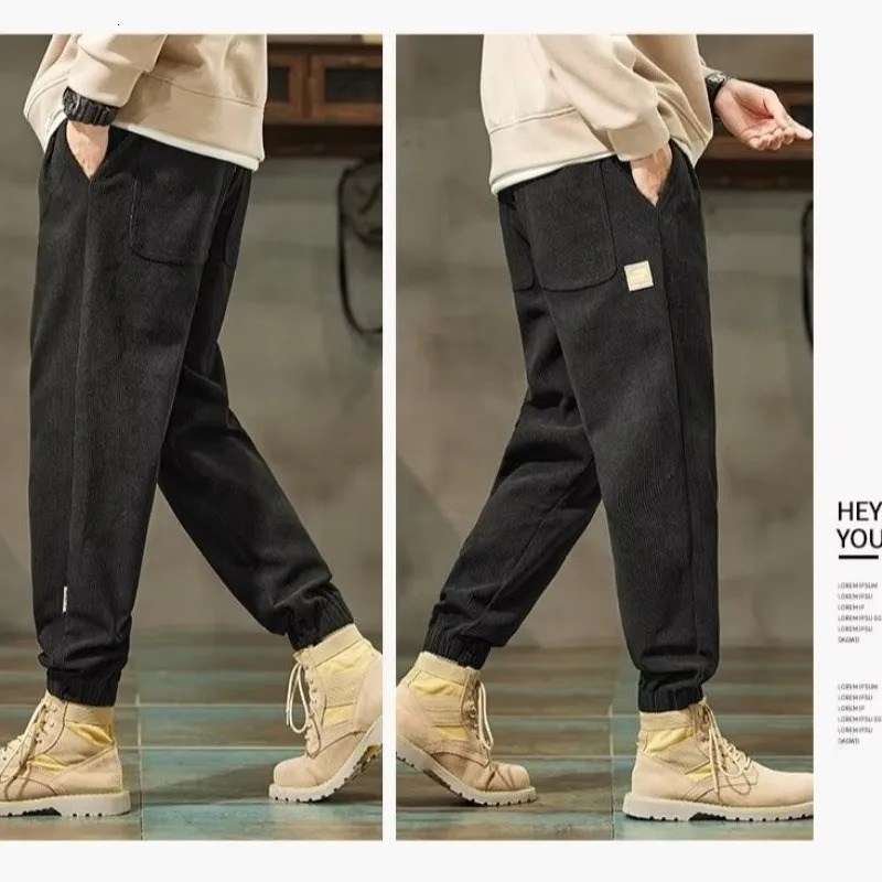 Corduroy Pants For Boys Winter Sports Foot Binding Trendy Autumn And Loose Fit Mens Casual Fashion Jogger Men 250311
