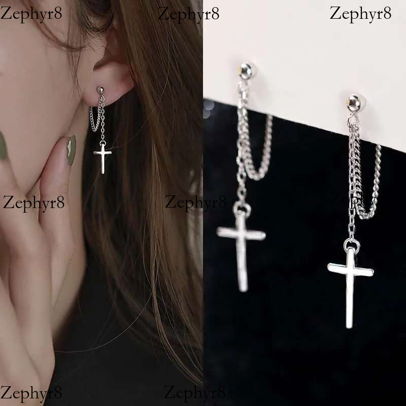 2025 New model Punk Sier Color Cross Drop Earrings for Women Men Gothic Hip Hop Long Tassel Hanging Earring Jewelry Gift Bijoux
