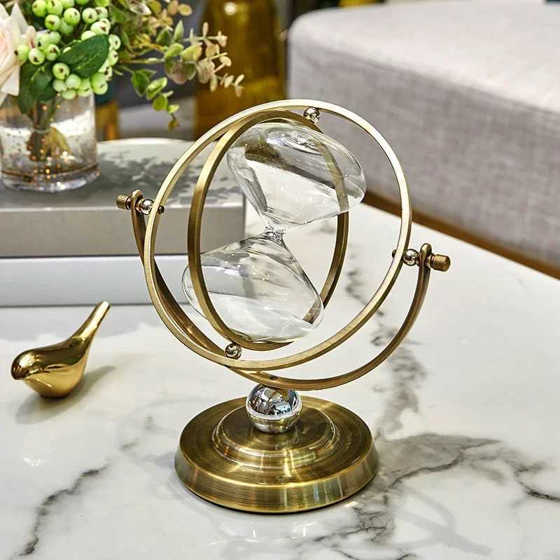 Aesthetic Sand Clock Vintage Globe Hourglass Sandglass Timer Desk Decor Luxury Living Room Decoration Ornament Table Accessories Y250315
