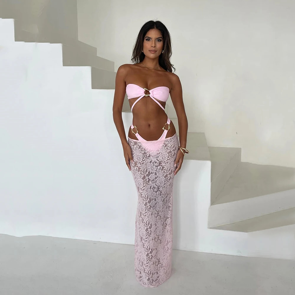 Bandeau 3 Pieces Bikini 2025 Sexy Women Swimsuit Swimwear Female Long Dress Brazil Bikini Set Bathing Suit Swimming Suit 250314