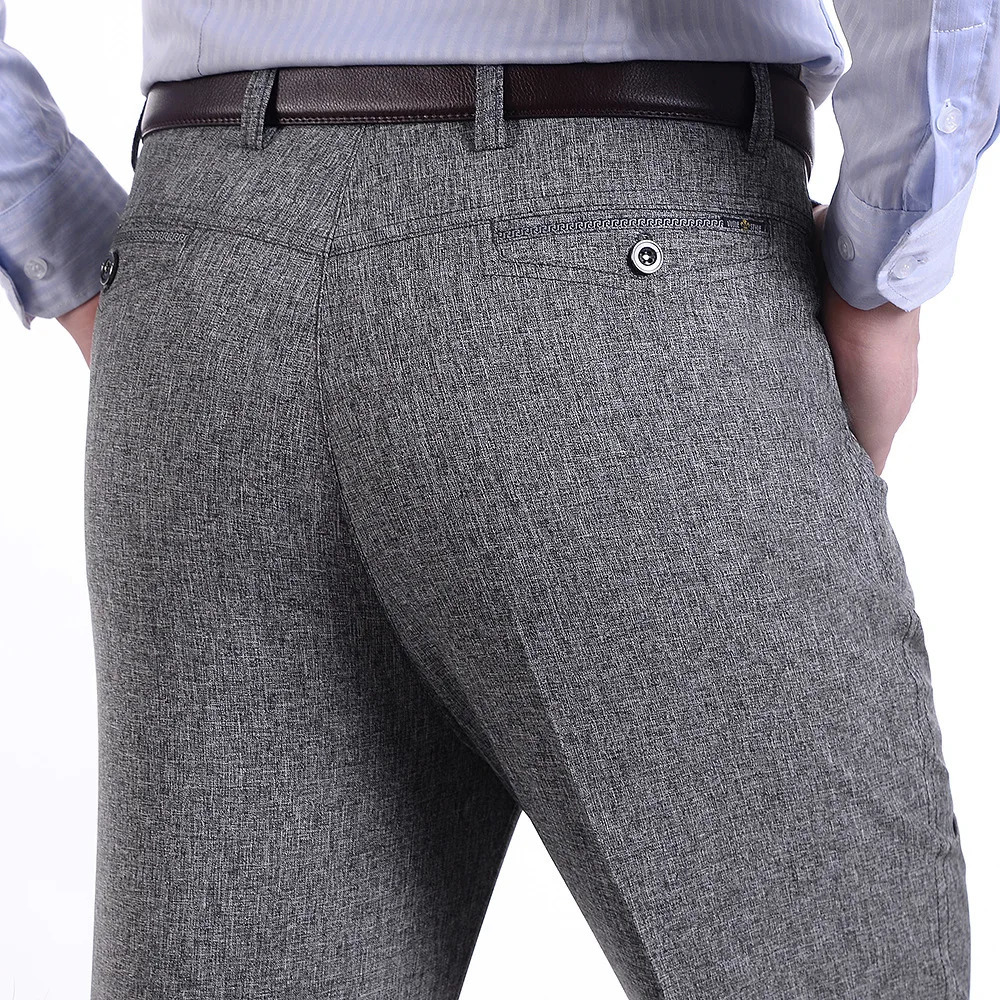 MRMT 2025 Mens Trousers Middleaged Men Casual Loose Thin Pants for Male Straight High Waist Man Trouser Pant 250311