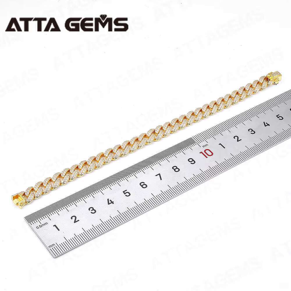 2025 New model ATTA Sterg Sier Full Moissanite Cuba Chain for Man Women WIth Gold Plated Tennis Bracelets Fine Jewelry