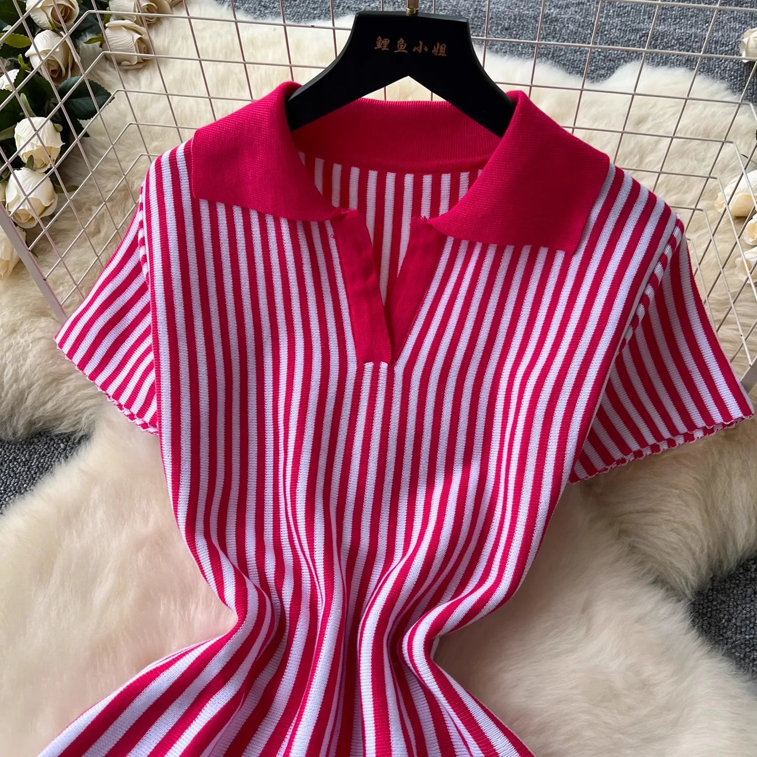 YuooMuoo Chic Fashion Y2K A-line Short Dress Women Short Sleeve Casual Striped Knitted Summer Dress Streetwear Ladies Dresses 250314