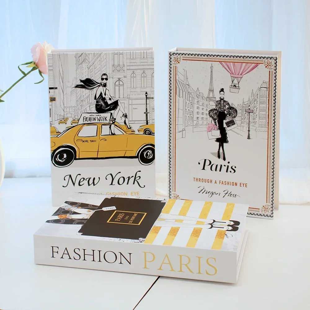 3Pcs Fashion Fake Books Living Room Decoration Designer Books Coffee Table Ornaments Club Hotel Room Villa Prop Books Decoration Y250315