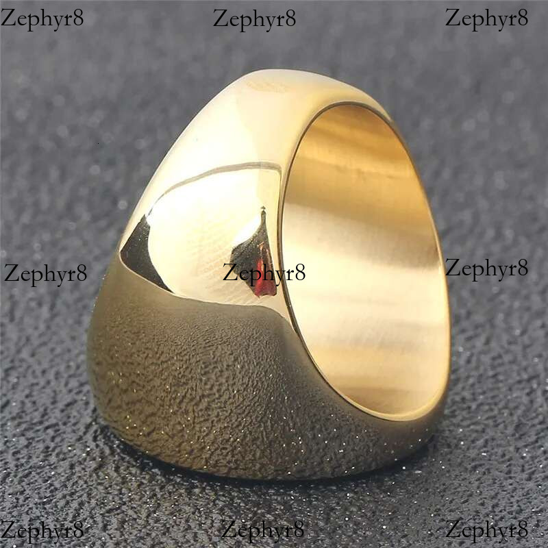 2025 model ZORCVENS New Punk Gold Color A-Z 26 Letters Initial Name Rings for Men Big Round Stainless Steel Wedding Ring Jewelry Gifts