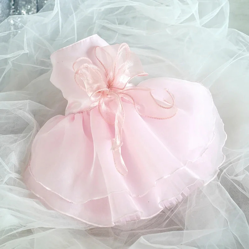 White Dog Princess Dress with Bowknot Skirt Formal Party Birthday Wedding Dresses Bride Costume for Small Medium Dogs 250314