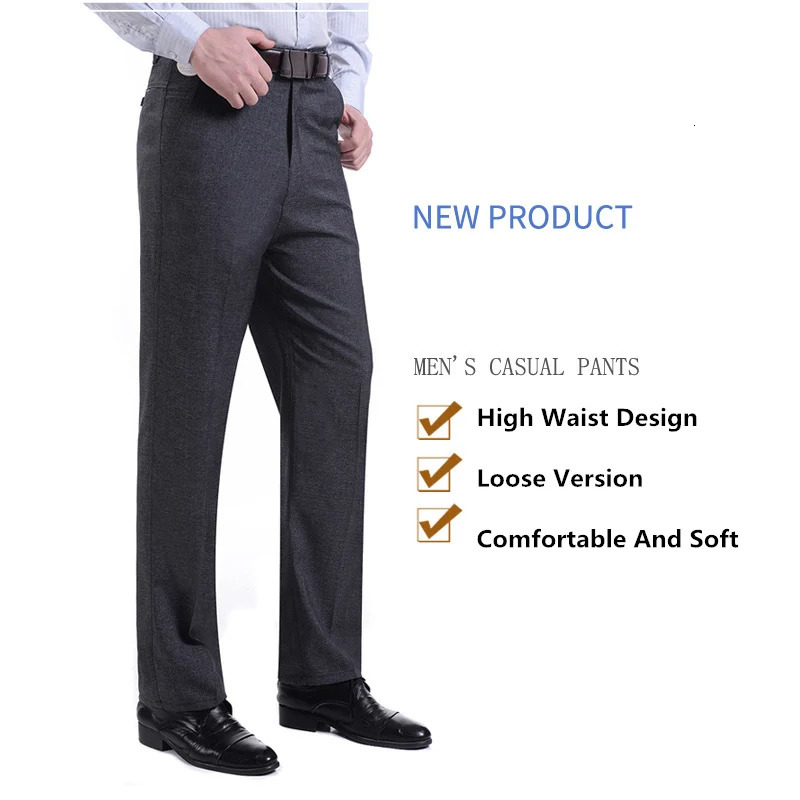 MRMT 2025 Mens Trousers Middleaged Men Casual Loose Thin Pants for Male Straight High Waist Man Trouser Pant 250311