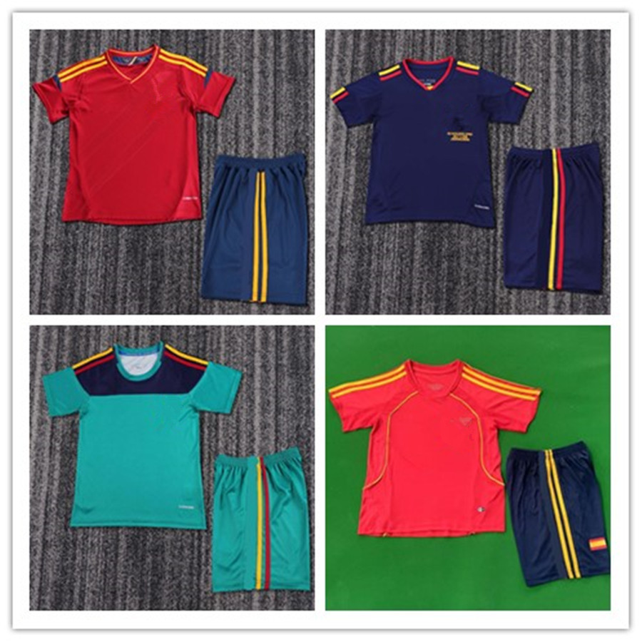 kids Retro football kits 2010 Spain soccer Jerseys 2008 Camiseta de futbol XAVI Hierro Caminero Iniesta PUYOL PIQUE TORRES CASILLAS
