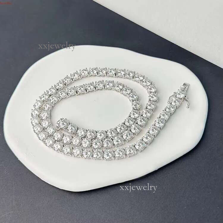 Wholesale Cuban Gold plated Sterg Sier 4 mm diameter jewelry white Moissanite tennis chain necklaces for men and women