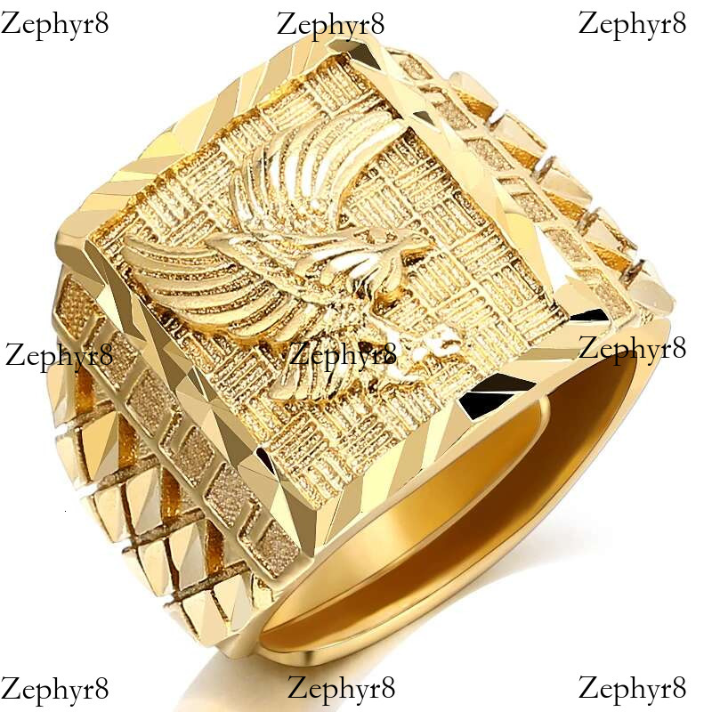 2025 New model girl Punk Rock Eagle Men 's Ring Gold Color Resizeable Finger Jewelry Never Fade