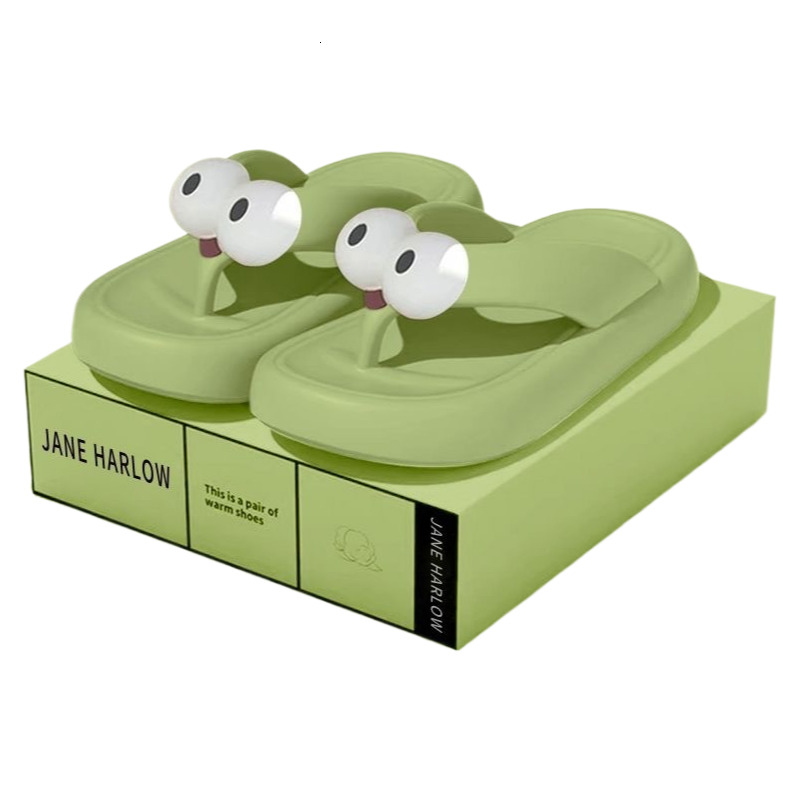 2025 New Designer Sandals DIY Thick Sole EVA Waterproof And Anti Slip Herringbone Cute Big Eyes Women's Sandal Slippers