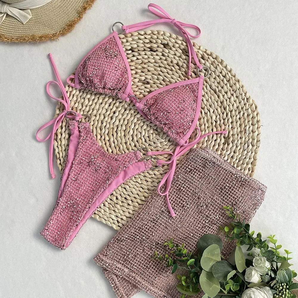 Bathing Suit Women 3 Piece Bikini Set Summer Swimsuit Female Swimwear Sexy on Vacation Swimming Biquini Skirt Cover Ups 250311