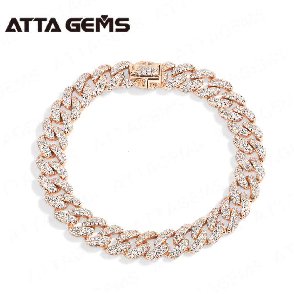 2025 New model ATTA Sterg Sier Full Moissanite Cuba Chain for Man Women WIth Gold Plated Tennis Bracelets Fine Jewelry