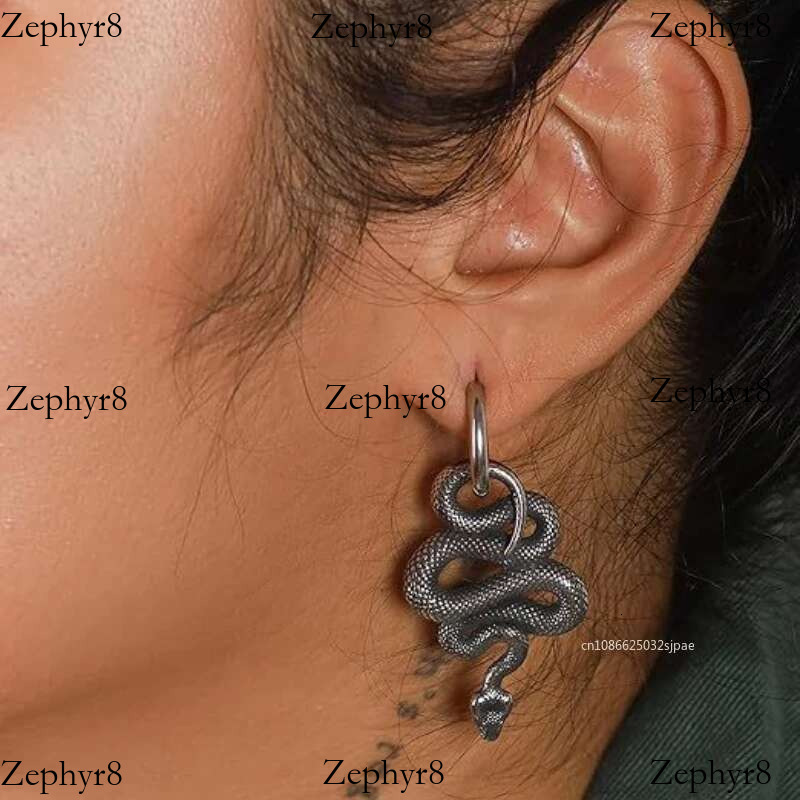 2025 model 2025 New Gothic Shape Hip Hop Punk Detachable Snake Jewelry Long Earrings for Women Girls Men 1Pair