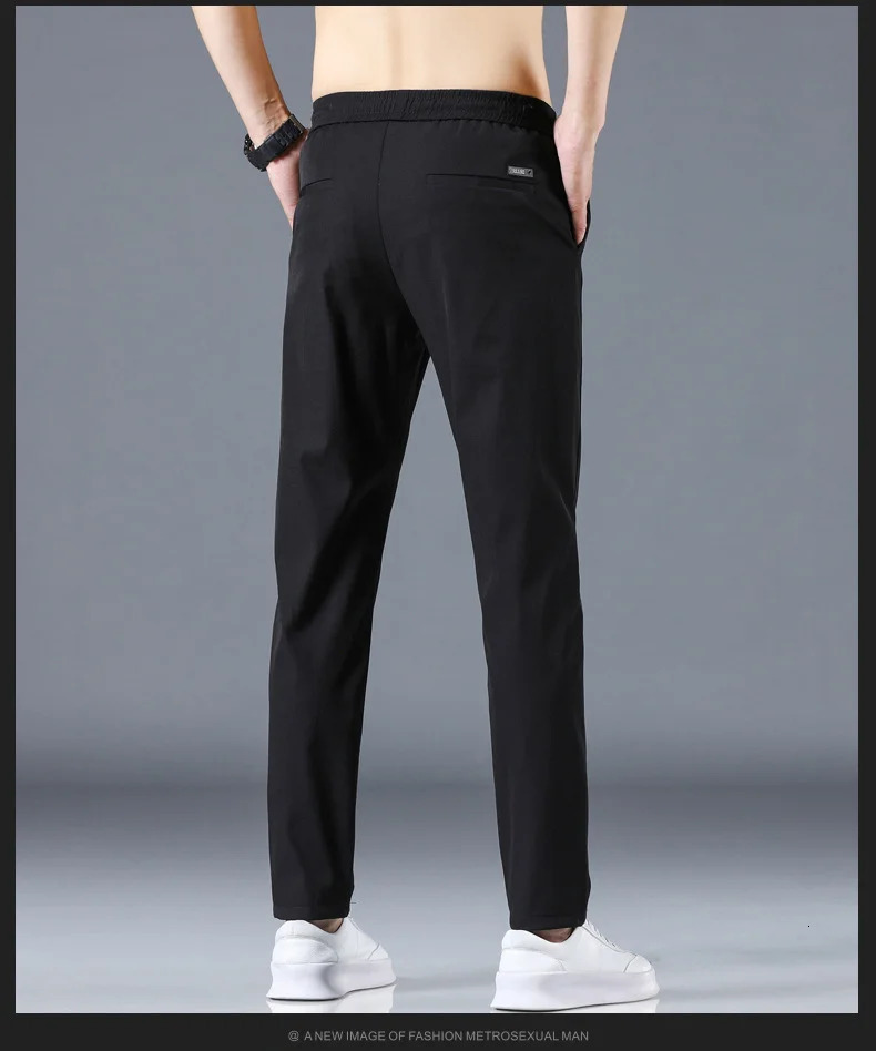 Ordinary thin business casual high elasticity breathable straight leg oversized sports version mens pants 250311