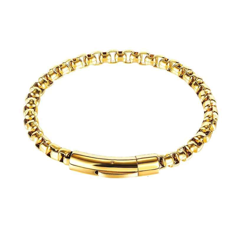 2025 model Punk Stainless New Box Chain Buckle Bracelet Personality Trend Hip Hop Titanium Steel Jewelry