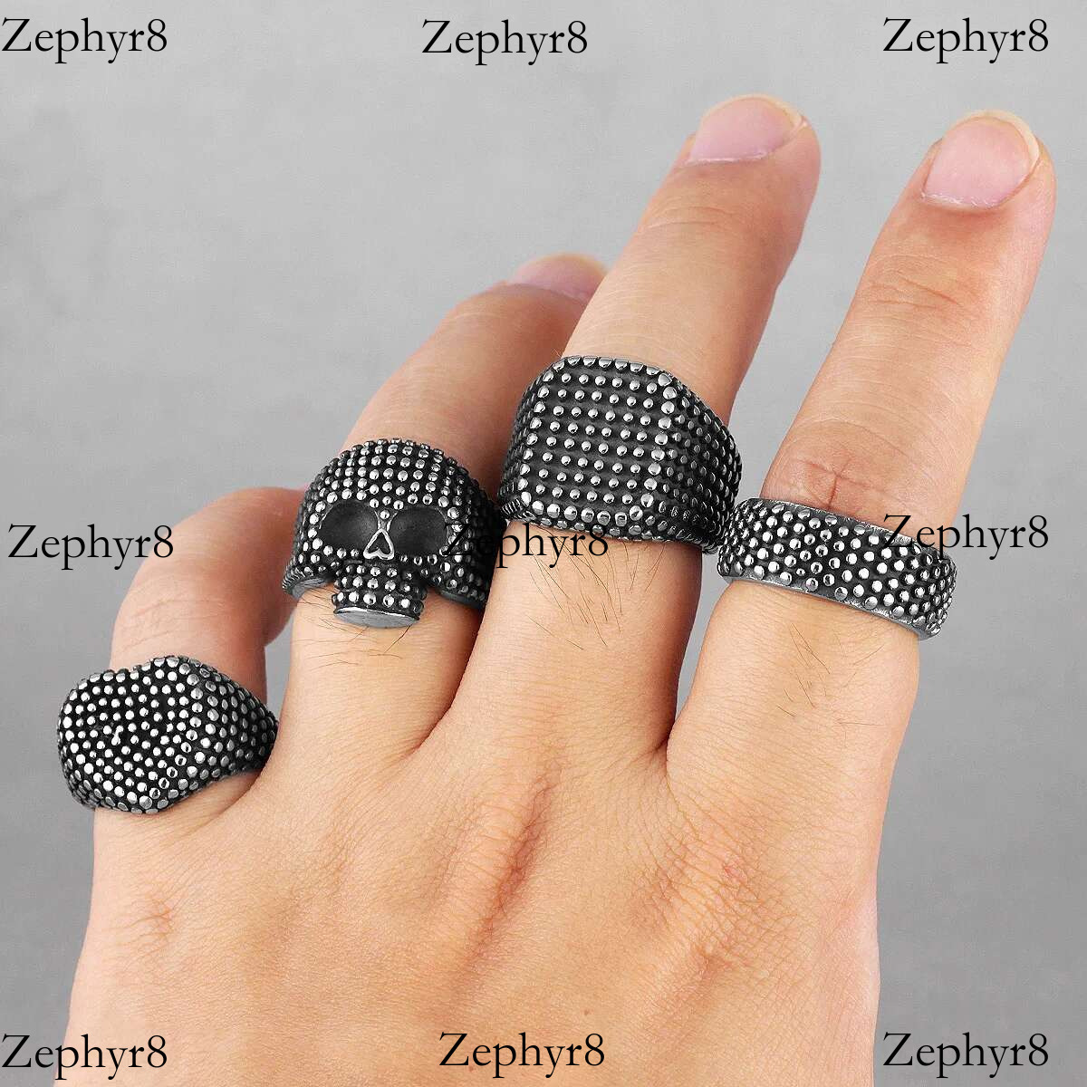 2025 New model Retro Black Spot Geometry Skull Stainless Steel Mens Rings Simple for Male Boyfriend Biker Jewelry Creativity Gift Wholesale