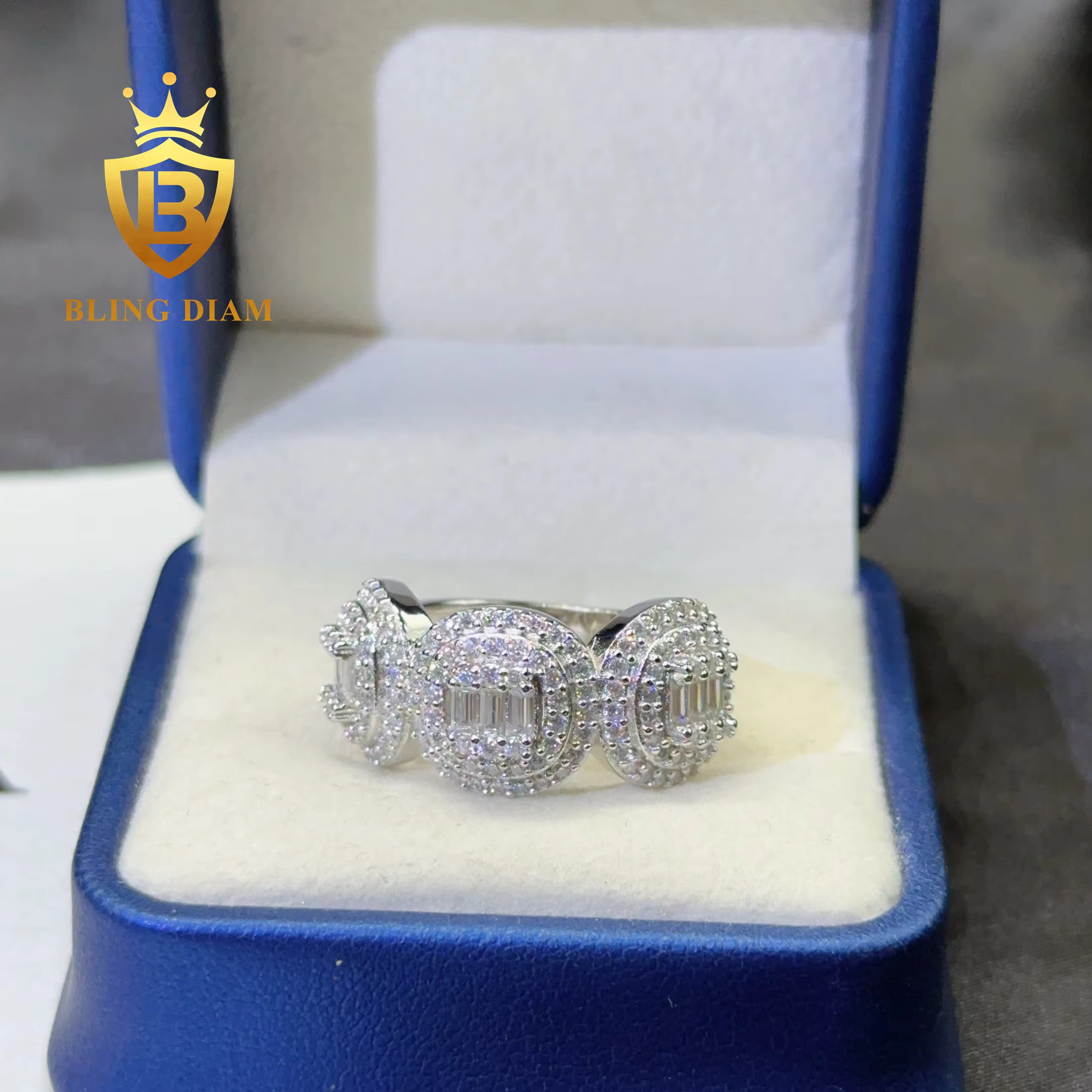 Drop Shipping Fashion Jewelry Many Style 925 Sterling Silver Iced Out Hip Hop Ring Man Moissanite Rings