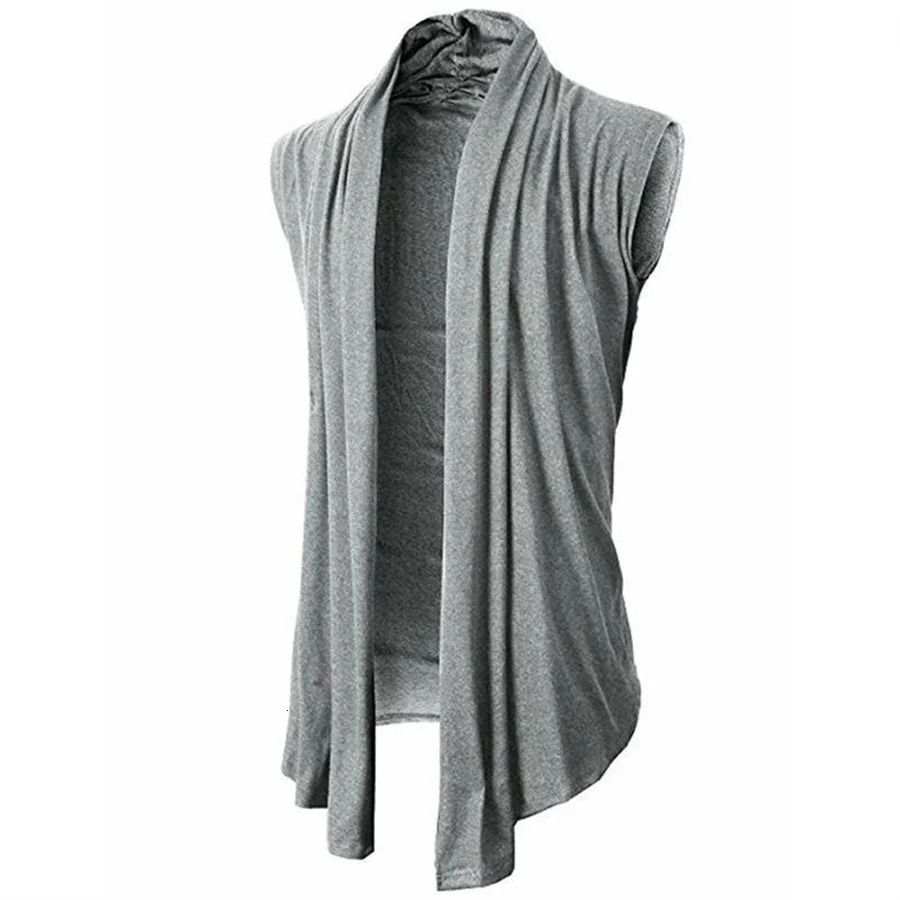 2025 Spring Summer Men Sleeveless Jacket Street Fashion Knitted Vest Cardigan Punk Hip Hop Waistcoat Casual Mens Top 250311