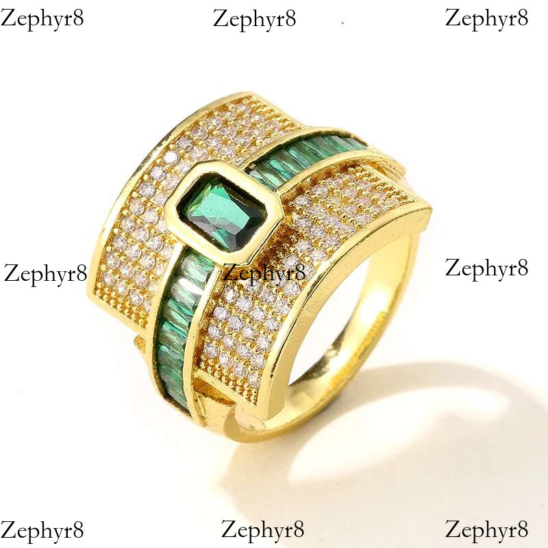2025 New model Elegant Geometric Cubic Zircon Ring for Stylish Women Weddings Engagements Hip-hop and Punk Style Stunning Statement Jewelry