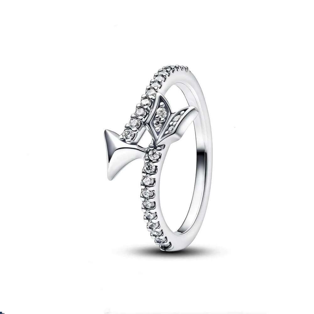 2025 925 Sterling Silver Charm Double Love Crown Arrow Ring with Zircon Heart Rings for Women Jewelry Engagement Wedding Accessory