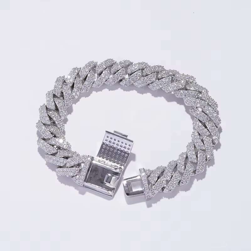 2025 New model Custom Hip Hop Jewelry VVS Moissanite Sterg Sliver Dia Iced Out Cuban k Chain Necklace Bracelet